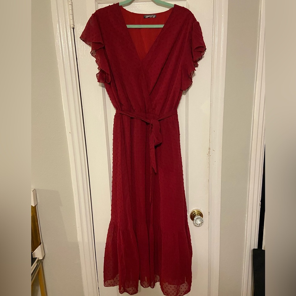 Ruffle Sleeve Wrap Maxi Dress